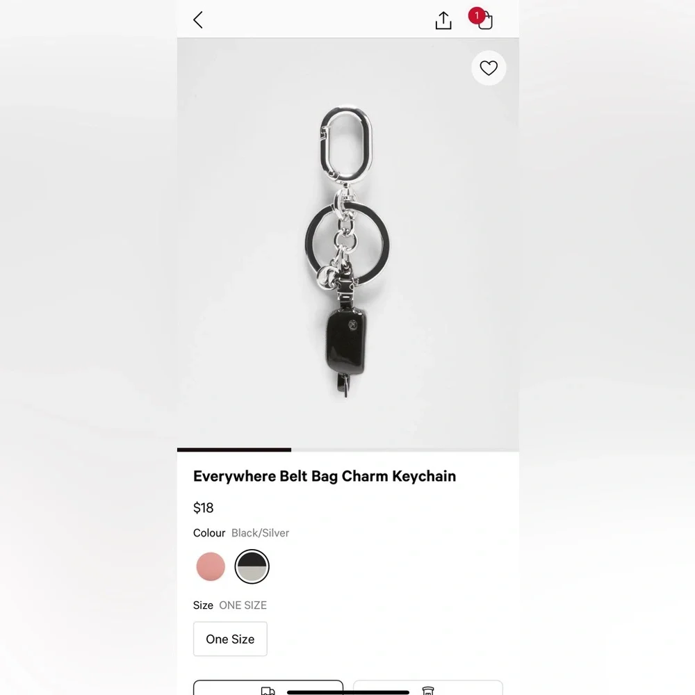 Lululemon Everywhere Belt Bag Charm Keychain in Black/Silver - Picture 3 of 3